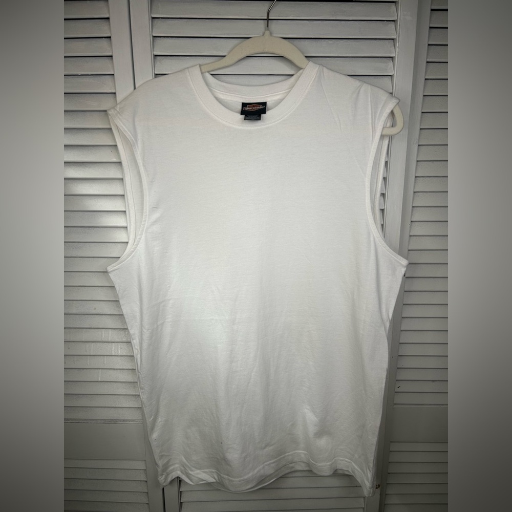 Harley Davidson Men's White Sleeveless Shirt Size M